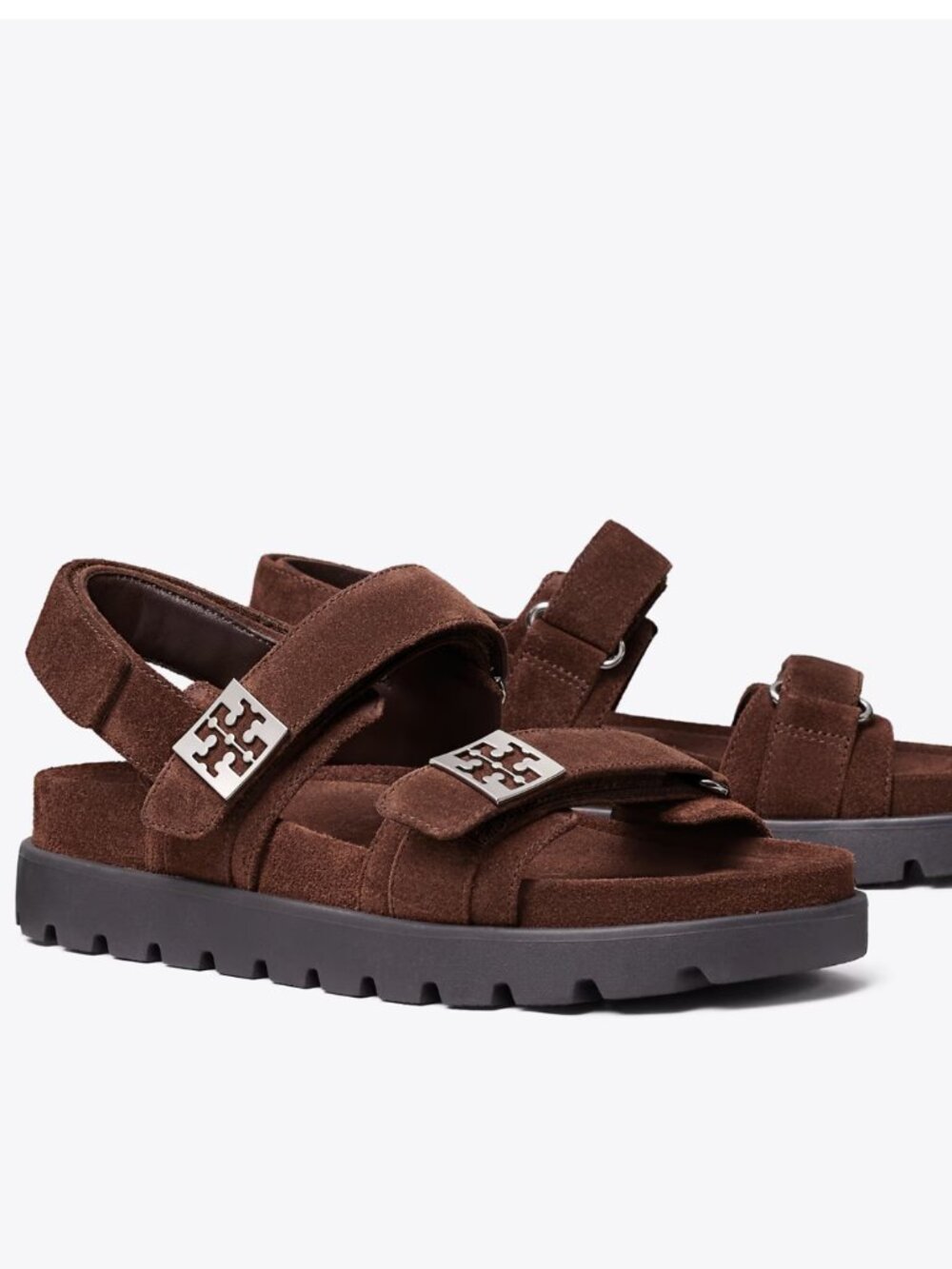 NWB Tory Burch Mellow Sport Dark Cocoa Suede Sandal Size: 7